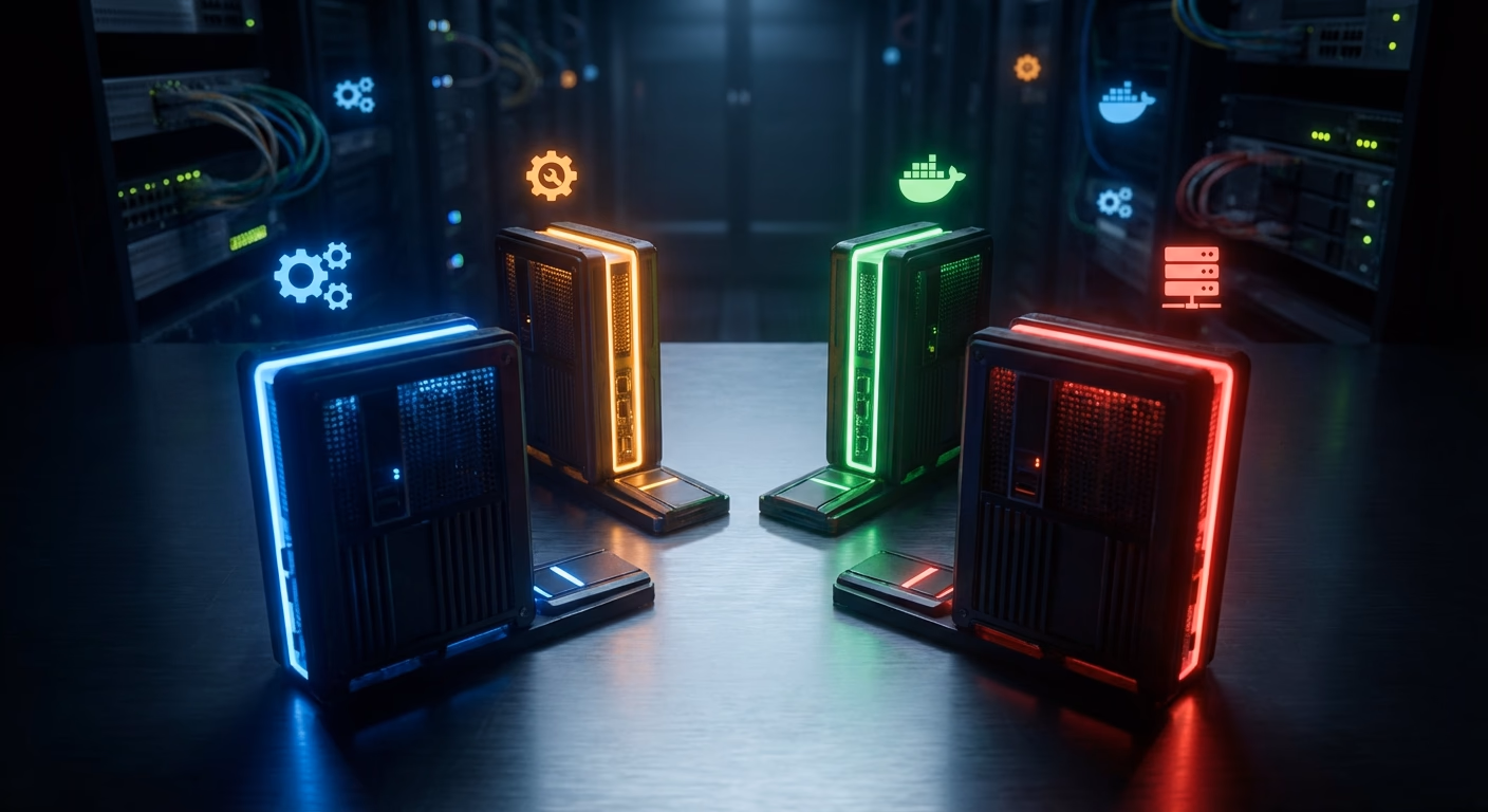 4대 NAS OS 로고 비교: TrueNAS, Unraid, OMV, Synology