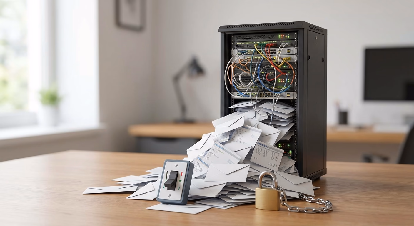 거대한 눈사태가 마을을 덮치는 일러스트